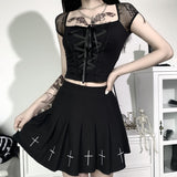 Sexy Black Gothic Semi Cropped Top