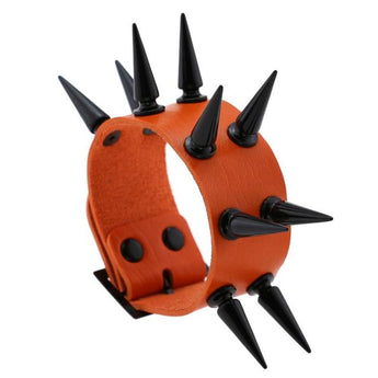 Super Spiked Gothic Faux Leather Punk Bracelet.