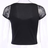 Sexy Black Gothic Semi Cropped Top