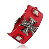 Street Punk Cuff Bracelet with Knight's Templar Cross