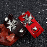 Street Punk Cuff Bracelet with Knight's Templar Cross