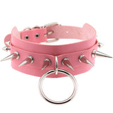 Punk / Gothic Choker Necklace with Silver Metal Spikes