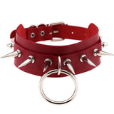 Punk / Gothic Choker Necklace with Silver Metal Spikes