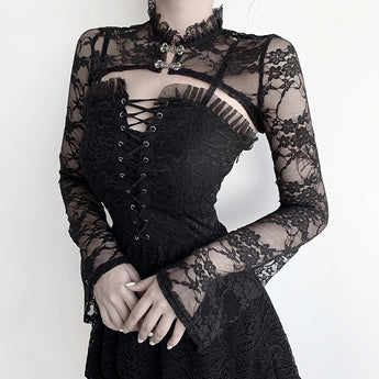 Victorian Vintage Gothic Super Cropped Laced Top
