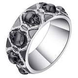 Black or Silver White Skull Ring Rhodium Plated