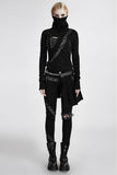 Goth Punk/Steampunk Black Top with high turtle neck and Studs