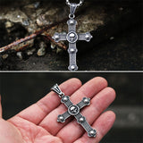 Cross with Skull Pendant Necklace of Stainless Steel