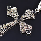 Vintage Large Cross Pendant with Long Chain