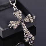 Vintage Large Cross Pendant with Long Chain