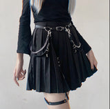 Faux Leather Garter Belt with Chain Hoops