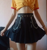 Faux Leather Garter Belt with Chain Hoops