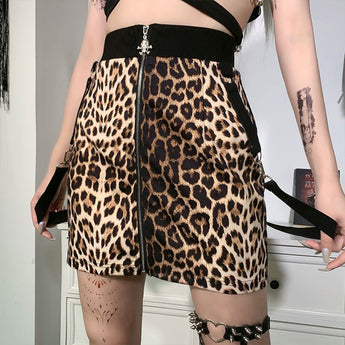 High Waist Leopard Skirt