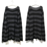 Punk Gothic Long Over Sized Striped Sweater