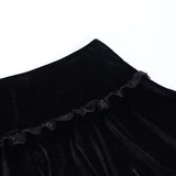 Gothic Velvet High Waist Lace Ruffle Skirt