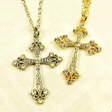 Large Silver Cross Pendant with Crystal Rhinestones