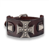 Street Punk Cuff Bracelet with Knight's Templar Cross
