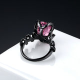LARGE OVAL PINK/BLACK CUBIC ZIRCONIA RING