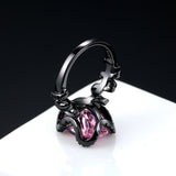 LARGE OVAL PINK/BLACK CUBIC ZIRCONIA RING