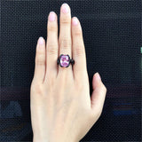 LARGE OVAL PINK/BLACK CUBIC ZIRCONIA RING