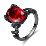 LARGE OVAL PINK/BLACK CUBIC ZIRCONIA RING