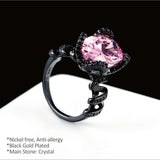LARGE OVAL PINK/BLACK CUBIC ZIRCONIA RING