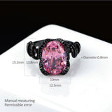 LARGE OVAL PINK/BLACK CUBIC ZIRCONIA RING