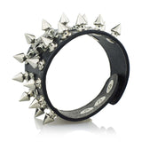 Goth Punk Cuff Bracelet with Spikes Rivet and Skull Details