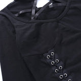 Black Long Sleeve Gothic Top with Pentagram