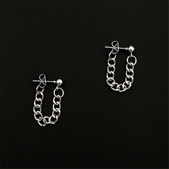 Dark Grey Metal Chain Earrings