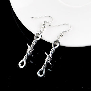 Small Sleek Punk Style Barb Wire Earrings