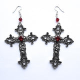 Large Gothic Details Cross Drop Earrings