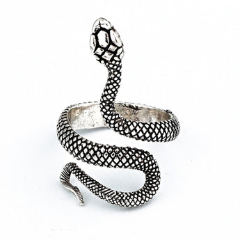 Faux Silver Snake Cobra Ring