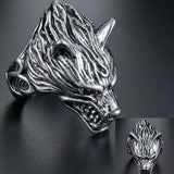 Gothic Wolf Head Ring for Men