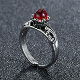 Sleek Gothic Vintage Ring with Faux Round Red