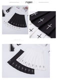 Black (or White) High Waist Mini Pleated Skirt with Cross Details