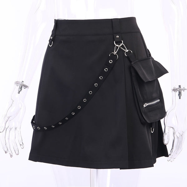 Harajuku Punk Style Semi-High Waist Mini Skirt