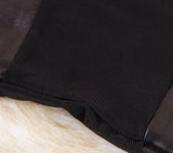 Slim Black Faux Leather Leggings  with Transparent Mesh Splicing