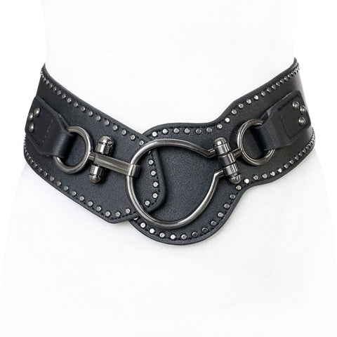 Wide Hip Belt with Rivet Alloy Ring Buckle
