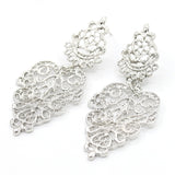 Black Metal Hollow Leaf Weave Shaped Drop Earrings