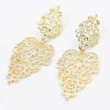 Black Metal Hollow Leaf Weave Shaped Drop Earrings