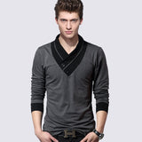 Men's long sleeved v-neck cotton t-shirt