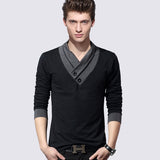 Men's long sleeved v-neck cotton t-shirt