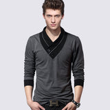 Men's long sleeved v-neck cotton t-shirt