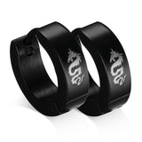 Black Stainless Steel Women's/Men's Laser Dragon Earrings