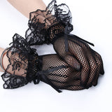 Elegant Short Laced Fish Net Gloves