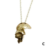 Vintage Half Skull Pendant Necklace