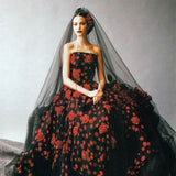 Black Cathedral Length Tulle Wedding Veil.