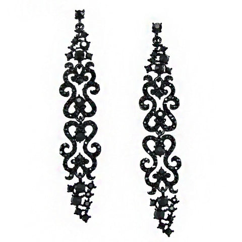 Romantic Goth Rhinestone Long Drop Earrings