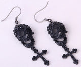 Skull Rhinestone Dangle Earrings