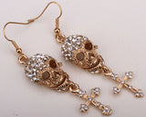 Skull Rhinestone Dangle Earrings